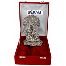 OkaeYa Aluminium Radha Krishna Tree God Idol (26 cm x 16 cm x 14 cm, Silver)